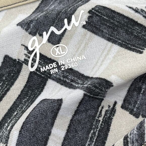 GNW Cowl Neck Sleeveless Top Womens XL Black Beige Abstract Print Statement Chic - Picture 3 of 6